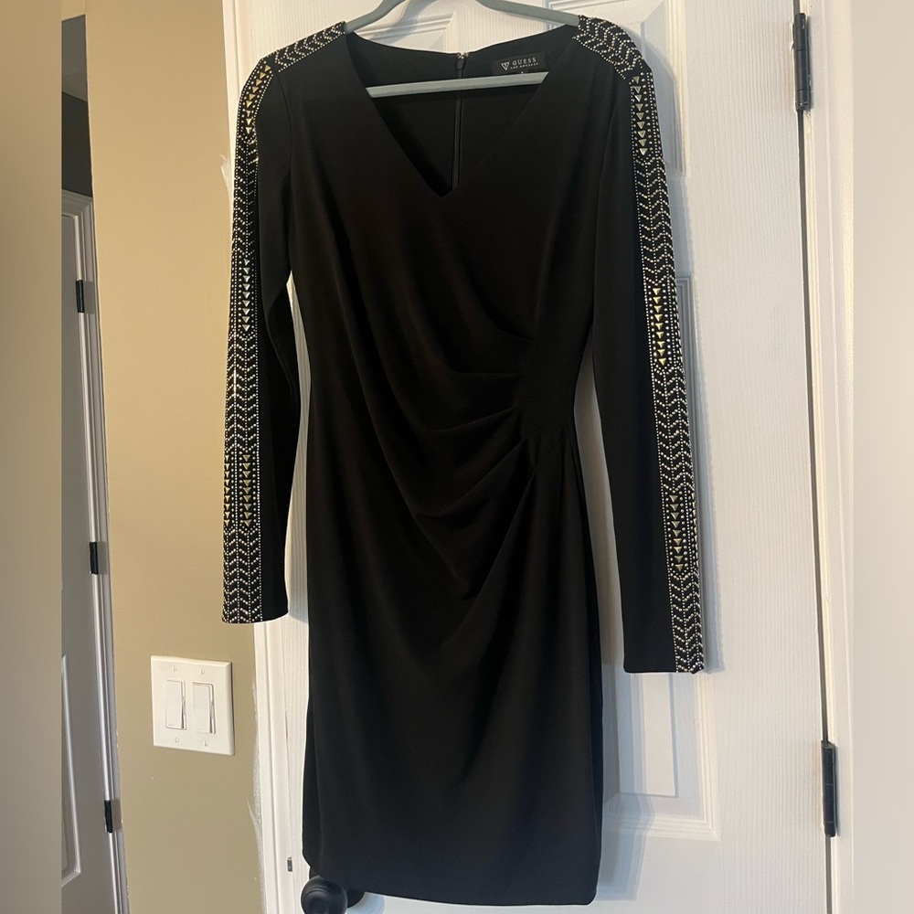 Black GUESS Dress with Embellished Sleeves